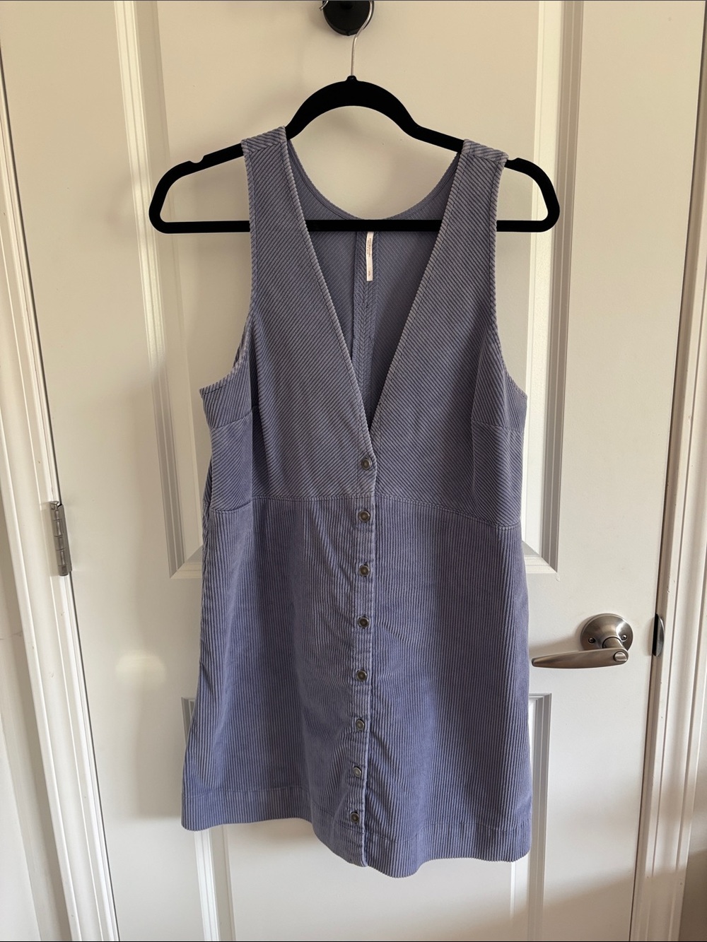 Free People Sleeveless Button-Front Mini Dress in Light Lavender Blue
